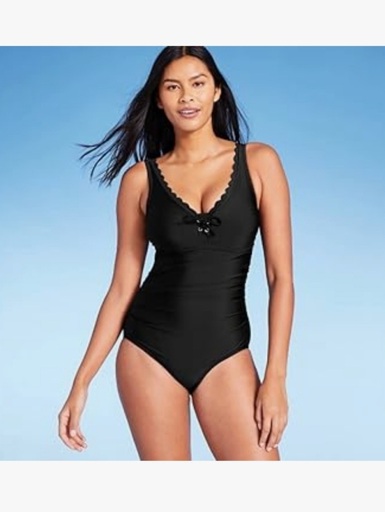 Kona Sol Other - Kona Sol Grommet Scallop High Coverage One Piece Swimsuit Black XL